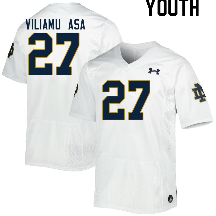 Youth #27 Kyngstonn Viliamu-Asa Notre Dame Fighting Irish College Football Jerseys Stitched-White